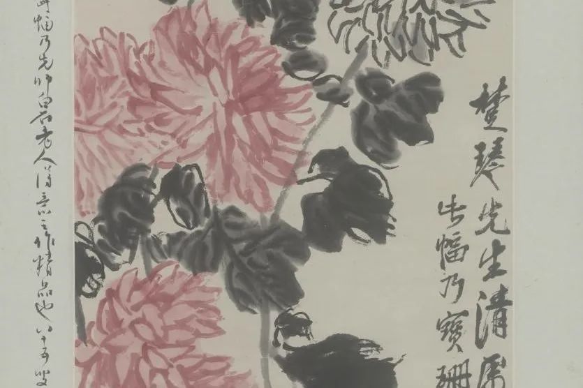 现代·齐白石菊花画立轴（局部）